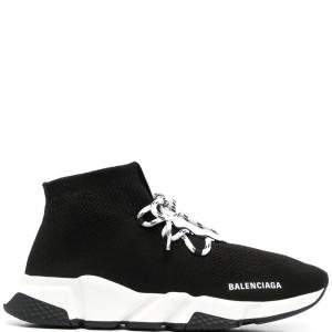 SNEAKERS TENIS BALENCIAGA SPEED TRAINER BLACK AND WHITE WORDS en STOCK