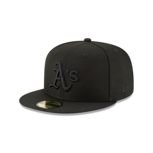 GORRA NEW ERA CAP OAKLAND ATHLETICS MLB BLACK ON BLACK 59FIFTY CERRADA en STOCK