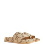 SANDALIAS SLIDES GUCCI GG SLIDE BEIGE LONA en STOCK