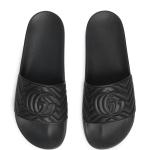 SANDALIAS SLIDES GUCCI LOGO BLACK NEGRO en STOCK