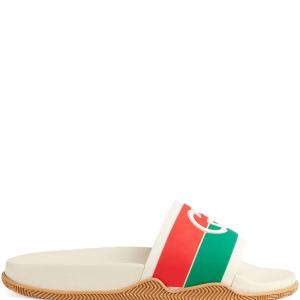 SANDALIAS SLIDES GUCCI LOGO BLANCO en STOCK